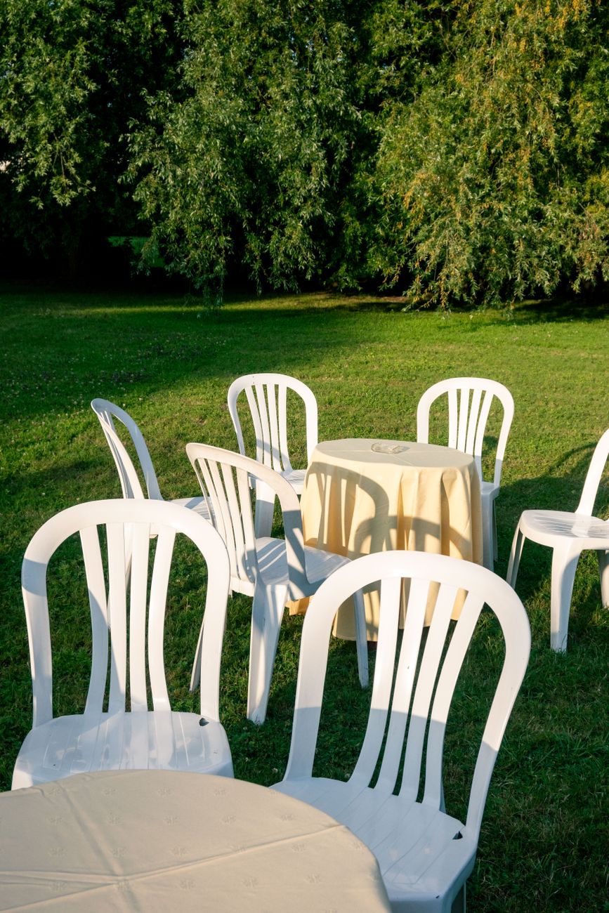 outdoor retreat event setup with no attendees
